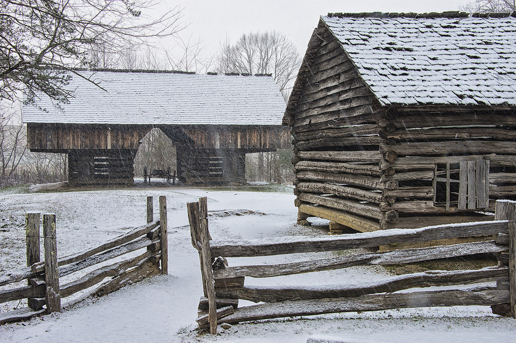 Snowstorm At the Cantilever Barn- Cades Cove